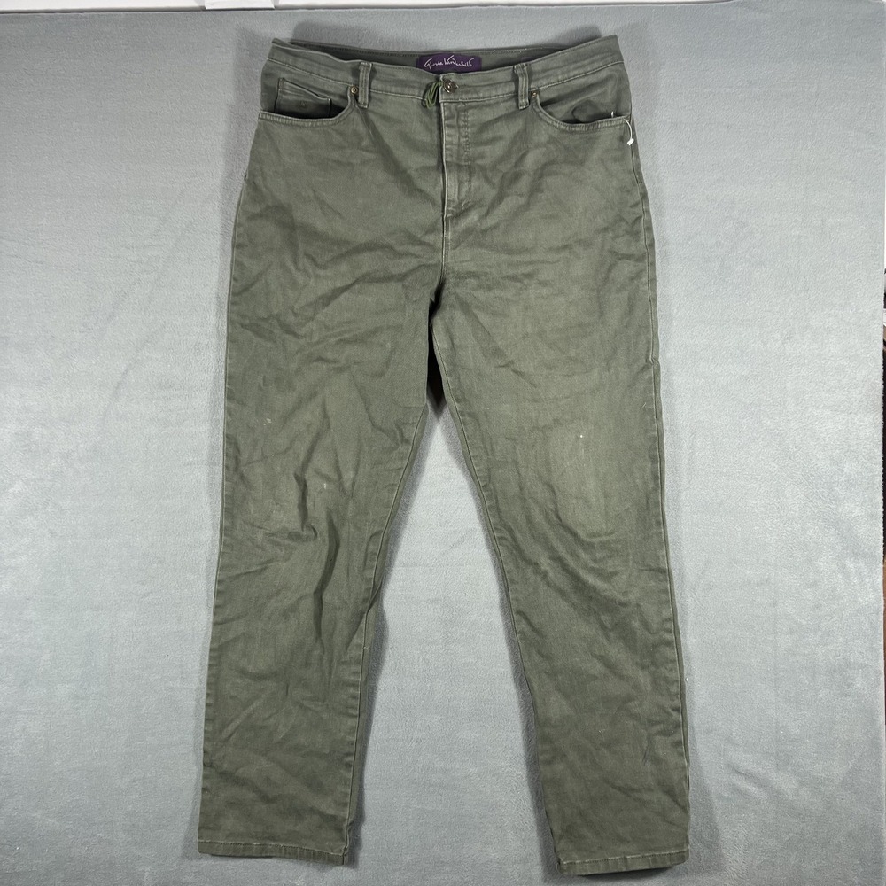 Gloria‎ Vanderbilt Amanda Women's Size 12 Average Olive Green Straight Leg Pants